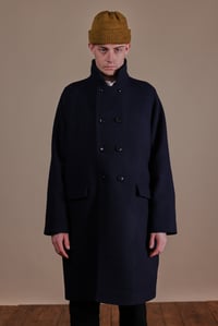 Image 1 of Raglan long wool Coat - Navy