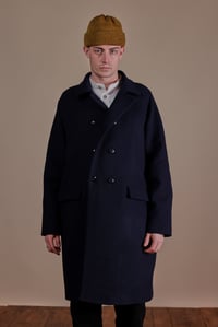 Image 4 of Raglan long wool Coat - Navy