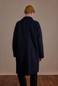 Image 5 of Raglan long wool Coat - Navy