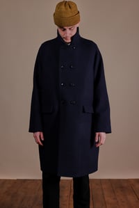 Image 7 of Raglan long wool Coat - Navy