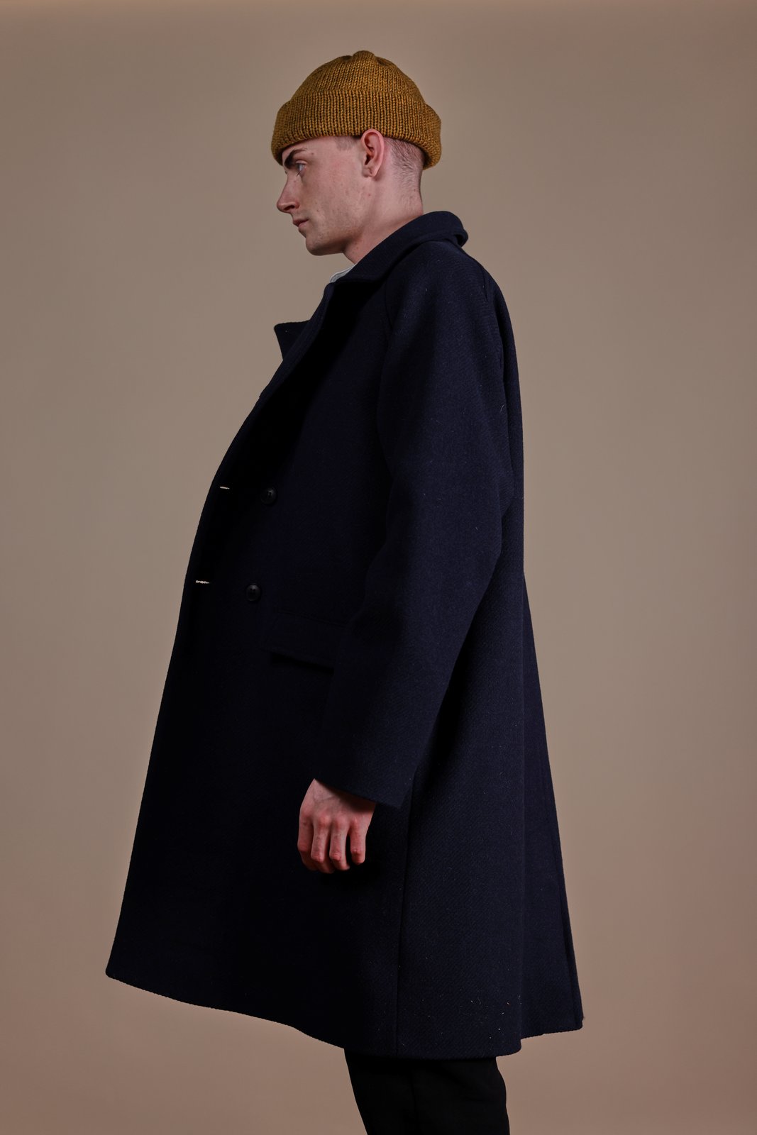 Raglan long wool Coat Navy Workhouse England