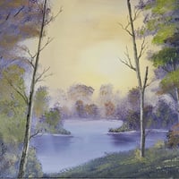 Image 4 of Calm Lakeshore - 20" x 16" Oil Painting