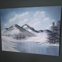 Image 2 of Winter Lake - 24" x 18" Oil Painting