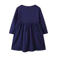 Image 3 of Navy Long Sleeve Spot Dress- Safari