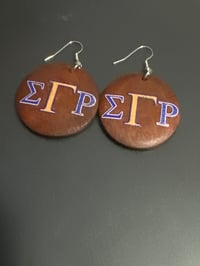 Image 1 of Wooden Sigma Gamma Rho Earrings-In Stock