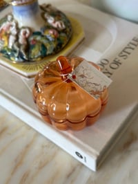 Image 3 of  Autumn Baccarat Blend Wooden Wick Soy Candle in Lidded Glass Pumpkins 