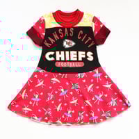 Image 1 of NFL football team chiefs bears 3T 4T 8/10 courtneycourtney patchwork tshirt dress made in chicago