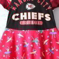 Image 7 of NFL football team chiefs bears 3T 4T 8/10 courtneycourtney patchwork tshirt dress made in chicago