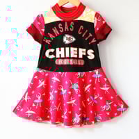 Image 8 of NFL football team chiefs bears 3T 4T 8/10 courtneycourtney patchwork tshirt dress made in chicago