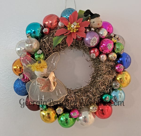 Image of Mini Vintage Shiny & Brite Ornament Wreath - 2415