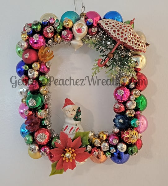 Image of Mini Vintage Shiny & Brite Ornament Wreath - 2417