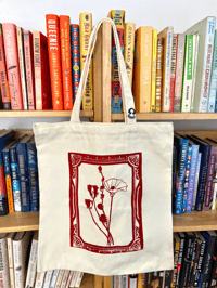 Image of hiking bouquet tote + enamel pin