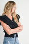 Image of Crochet Button Down Ruffled Sleeve Top