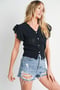 Image of Crochet Button Down Ruffled Sleeve Top