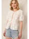 Image of Puff Sleeve Flower Ribbon Top