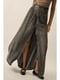 Image of Acid-Washed Denim Smocked Button-Front Maxi Skirt