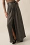 Image of Acid-Washed Denim Smocked Button-Front Maxi Skirt