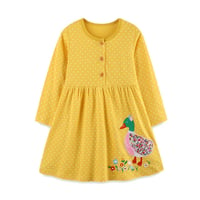 Image 1 of Yellow Long Sleeve Spot Dress- Duck