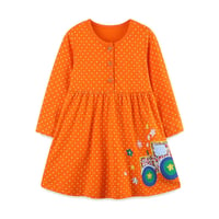 Orange Long Sleeve Spot Dress- Tractor