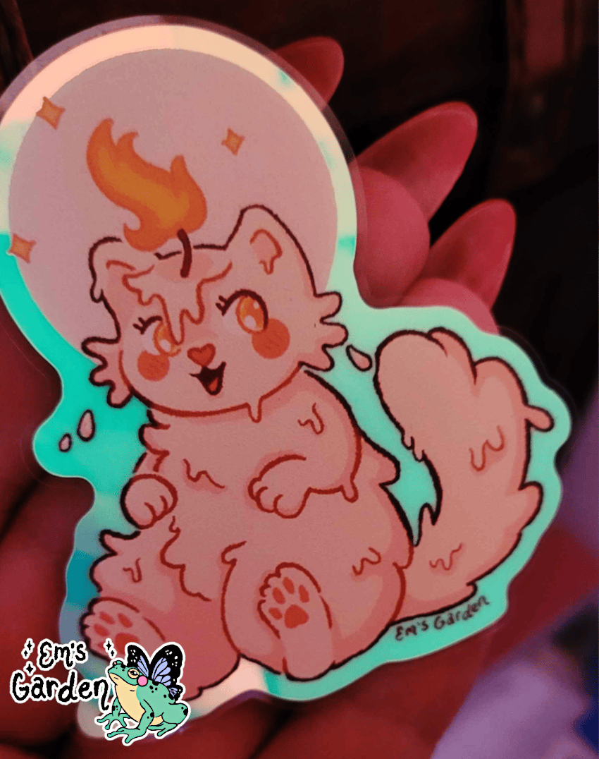 Image of Candle Kitten NEW Redesign! Vinyl Holo Glow Sticker