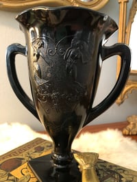 Image 4 of 1920’s Art Nouveau Black Amethyst Glass Urn by LE Smith