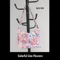 Image 2 of Book Bag / Messenger Bag - Colorful Line Flowers