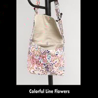 Image 3 of Book Bag / Messenger Bag - Colorful Line Flowers