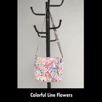 Image 1 of Book Bag / Messenger Bag - Colorful Line Flowers