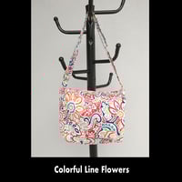 Image 4 of Book Bag / Messenger Bag - Colorful Line Flowers