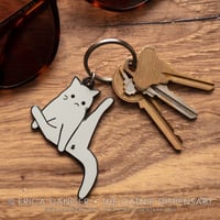 Anxiety Cat - Yoga Pose / Cat With Leg Up Keychain