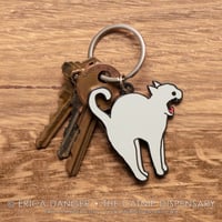 Anxiety Cat - Stretching Cat Keychain