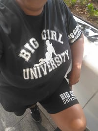 Image 3 of BIG GIRL UNIVERSITY BLACK ON BLACK SHORT SET