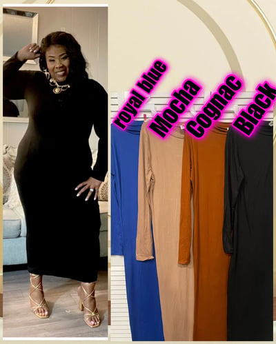 Image of 3PACK LONG SLEEVE MOCK NECK Maxi Dress