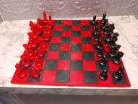 Image 1 of Red and Black Custom Chess Set