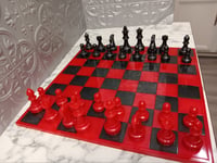 Image 2 of Red and Black Custom Chess Set