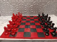 Image 3 of Red and Black Custom Chess Set