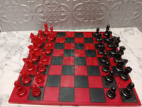 Image 4 of Red and Black Custom Chess Set