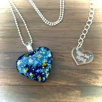 Image 2 of Ditzy Yellow and Navy Floral Heart Pendant