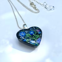 Image 3 of Morning Glory September Birth Flower Heart Pendant