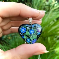 Image 1 of Morning Glory September Birth Flower Heart Pendant