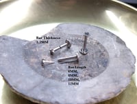 Image 2 of ASTM F136 Titanium Labret Bar | 3MM Gem Top | Threadless | Stud | Flat Back, Push Pin Piercing