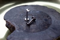 Image 2 of ASTM F136 Titanium Labret Bar | Crescent Moon Top | Threadless | Stud | Flat Back, Push Pin Piercing