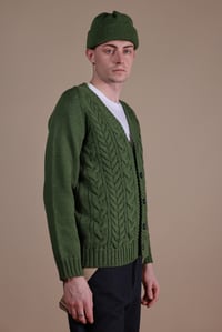 Image 6 of Cable Cardigan - Green 