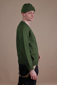 Image 7 of Cable Cardigan - Green 