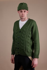 Image 4 of Cable Cardigan - Green 