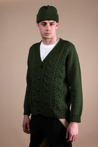 Image 9 of Cable Cardigan - Green 