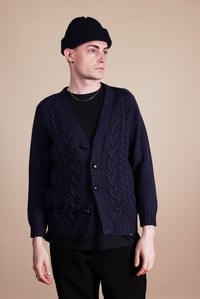 Image 3 of Cable Cardigan - Navy