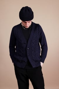 Image 2 of Cable Cardigan - Navy £220.00 M & L Available