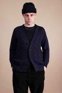 Image 3 of Cable Cardigan - Navy £220.00 M & L Available
