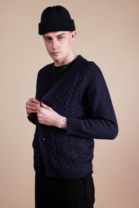 Image 4 of Cable Cardigan - Navy